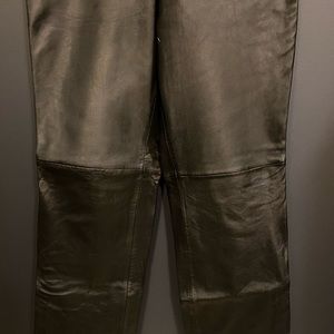 Beautiful men’s black leather bootcut pants.